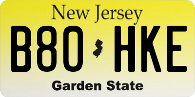 NJ license plate B80HKE