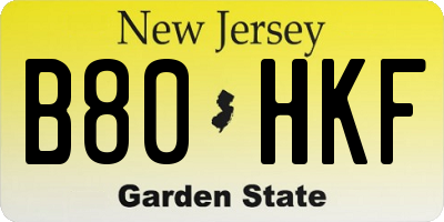 NJ license plate B80HKF