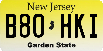 NJ license plate B80HKI