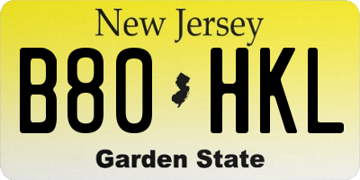 NJ license plate B80HKL