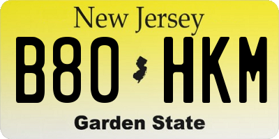 NJ license plate B80HKM