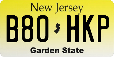 NJ license plate B80HKP