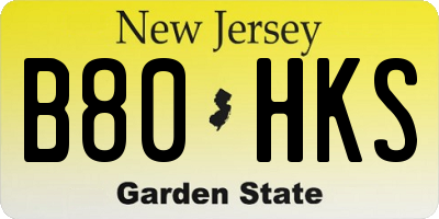 NJ license plate B80HKS