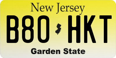 NJ license plate B80HKT