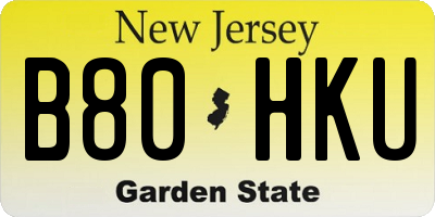 NJ license plate B80HKU
