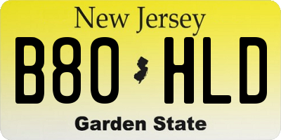 NJ license plate B80HLD