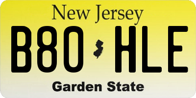NJ license plate B80HLE