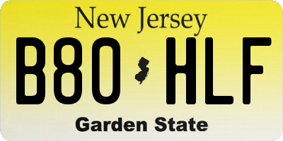 NJ license plate B80HLF
