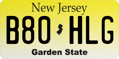 NJ license plate B80HLG