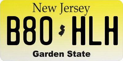 NJ license plate B80HLH