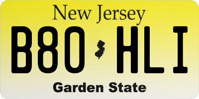 NJ license plate B80HLI