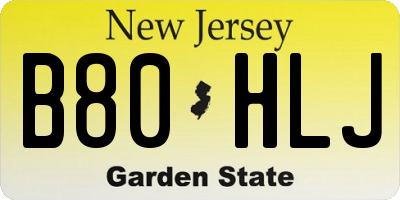 NJ license plate B80HLJ