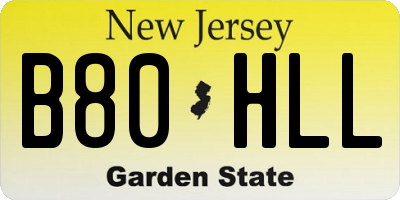 NJ license plate B80HLL