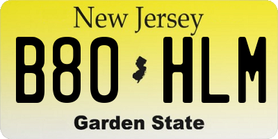 NJ license plate B80HLM