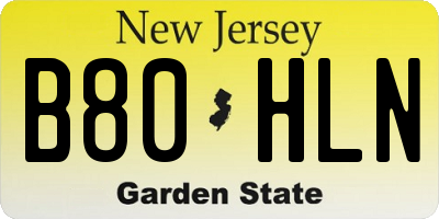 NJ license plate B80HLN