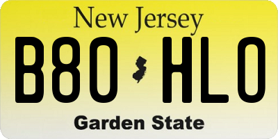 NJ license plate B80HLO