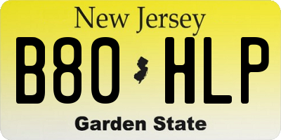 NJ license plate B80HLP