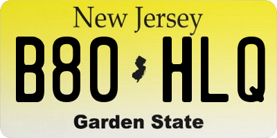 NJ license plate B80HLQ