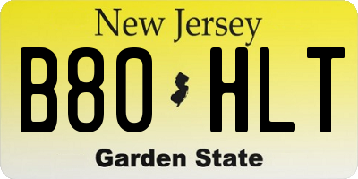NJ license plate B80HLT