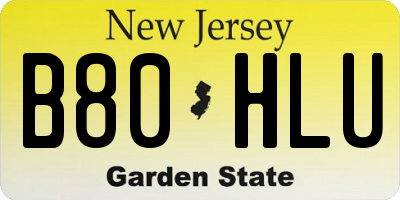 NJ license plate B80HLU