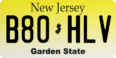 NJ license plate B80HLV