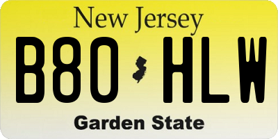 NJ license plate B80HLW