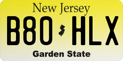NJ license plate B80HLX
