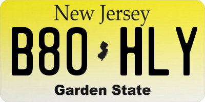 NJ license plate B80HLY