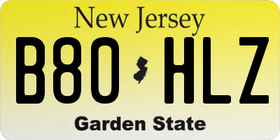 NJ license plate B80HLZ