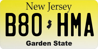 NJ license plate B80HMA