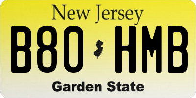 NJ license plate B80HMB