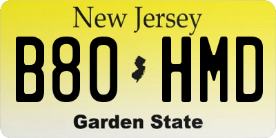 NJ license plate B80HMD