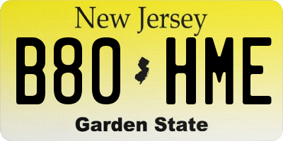 NJ license plate B80HME
