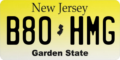 NJ license plate B80HMG