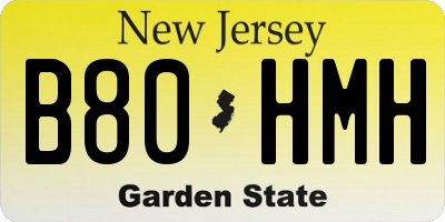 NJ license plate B80HMH