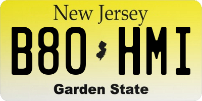 NJ license plate B80HMI