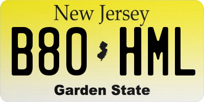 NJ license plate B80HML