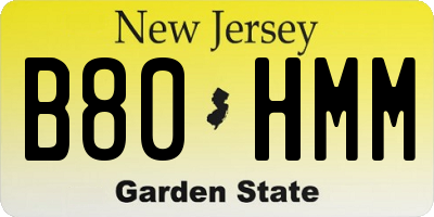 NJ license plate B80HMM