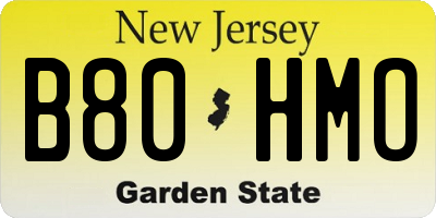 NJ license plate B80HMO