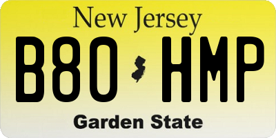 NJ license plate B80HMP
