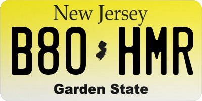 NJ license plate B80HMR