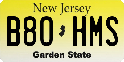 NJ license plate B80HMS