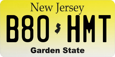 NJ license plate B80HMT
