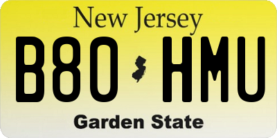 NJ license plate B80HMU