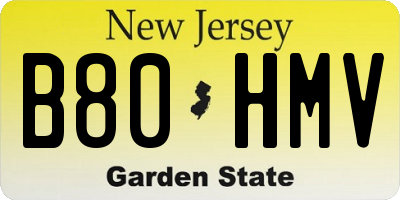 NJ license plate B80HMV