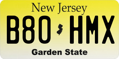 NJ license plate B80HMX