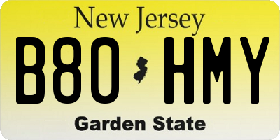 NJ license plate B80HMY