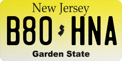 NJ license plate B80HNA