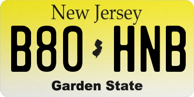 NJ license plate B80HNB