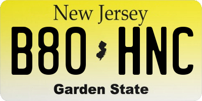 NJ license plate B80HNC